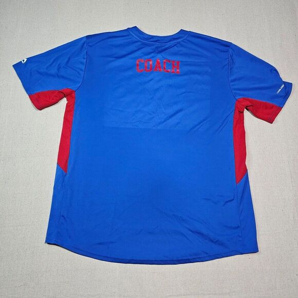 Majestic Chicago Cubs Blue And Red  Cool Base Coach Shirt V Neck Button Size XL - Picture 2 of 6
